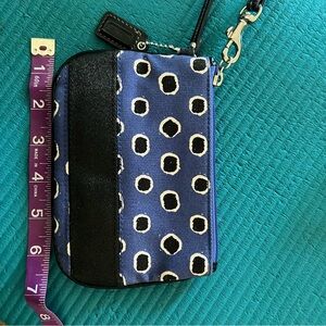 Blue and Black Polka Dot Coach Wristlet